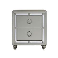 Load image into Gallery viewer, Champagne Tone Nightstand With 2 Drawer Mirror Trim Accent - Silver

