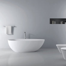 Load image into Gallery viewer, 66.9" x 34" x 21.7" Freestanding Solid Surface Soaking Bathtub For Bathroom - Matte White
