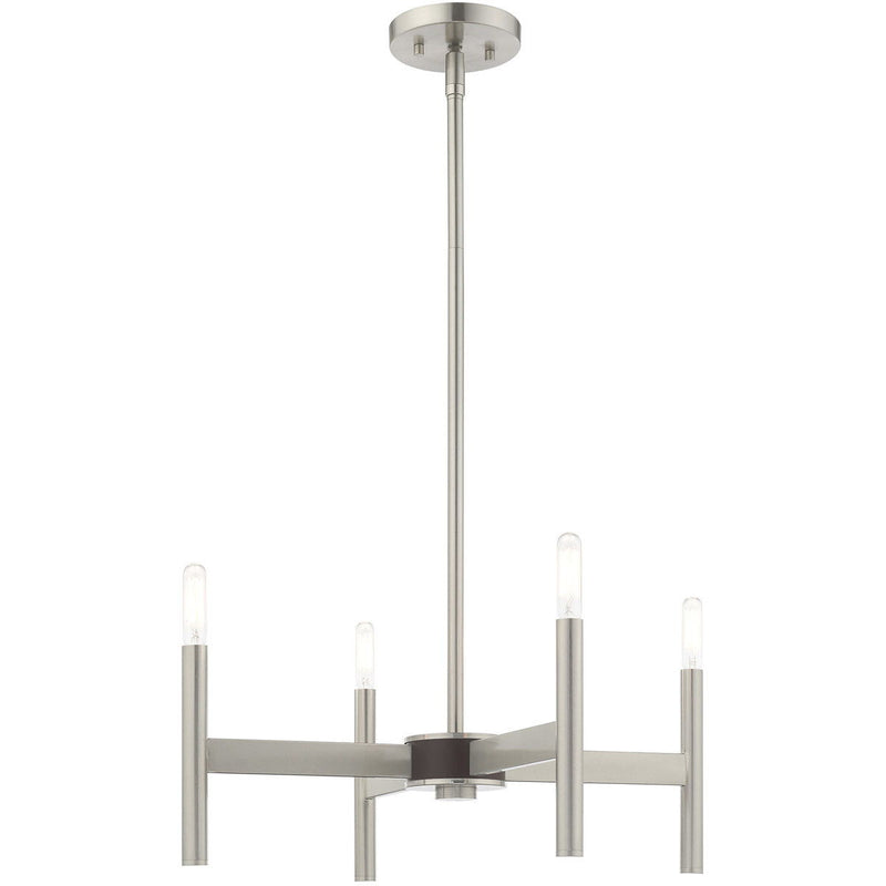20'' Four Light Dimmable Chandelier With Shades - Nickel