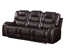 Load image into Gallery viewer, Faux Leather Reclining Sofa With Black Legs - Brown
