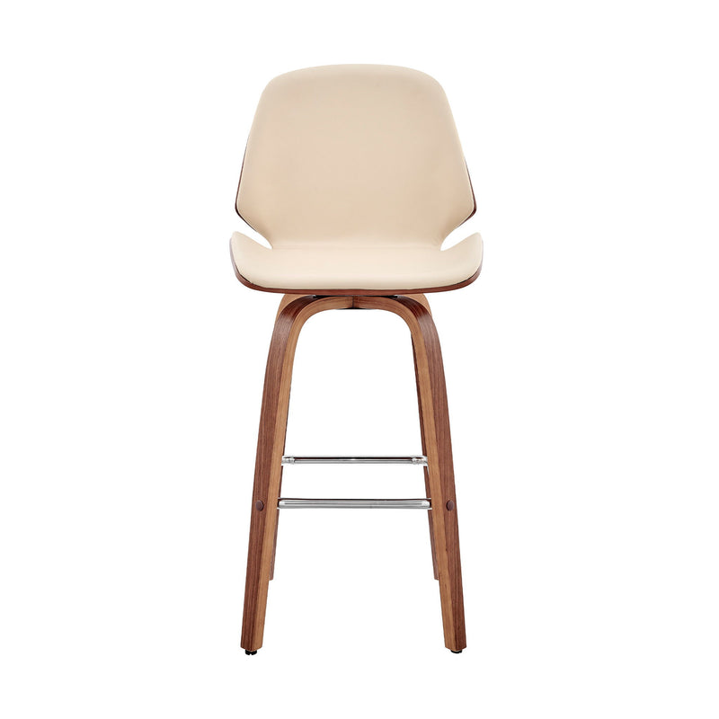 26" Swivel Counter Height Bar Chair - Cream And Brown