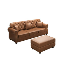 Load image into Gallery viewer, Upholstered Sofa With Nailhead Trim, Rolled Armrests With Ottoman
