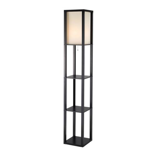 Sleek Column Style Floor Lamp With Storage - Black / White
