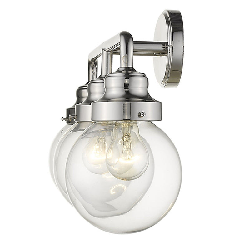 Metal And Glass Vanity Flush Mounted Sconce (398703) - Silver And Clear