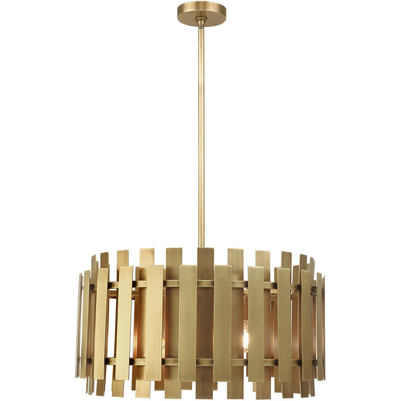 20" Six Light Dimmable Chandelier With Shades - Brass