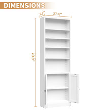 Load image into Gallery viewer, Bookcase Tall 5-Tier Adjustable Storage Shelf With Door Deep - White
