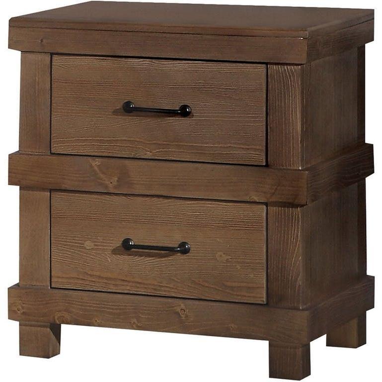 23" Two Drawers Metal Nightstand - Brown