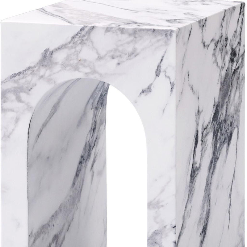 Concrete Square Sled End Table - White