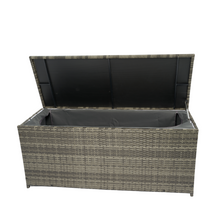 Load image into Gallery viewer, Outdoor Storage Box, 113 Gallon Wicker Patio Deck Boxes with Lid, Outdoor Cushion Storage for Kids Toys, Pillows, Towel Grey Wicker
