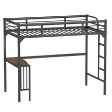 Load image into Gallery viewer, Twin Metal Loft Bed With Desk, Ladder And Guardrails, Bookdesk Under Bed - Black
