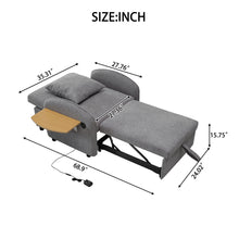 Load image into Gallery viewer, Convertible Single Chair Bed 3 In 1 Sofa With Computer Board And USB Ports - Gray
