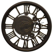 Load image into Gallery viewer, Heavy Duty Plastic Silent Skeleton Exposed Gear Round Wall Clock - Antiqued Gold / Brown
