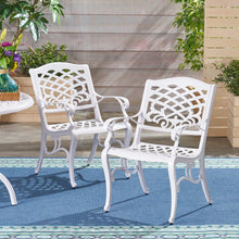 Load image into Gallery viewer, Unravel - Outdoor Arm Chair With Scroll Design And Floral Accents (Set of 2) - White
