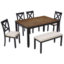 Load image into Gallery viewer, 6 Piece Dining Table Set With Bench - Beige / Black / Oak
