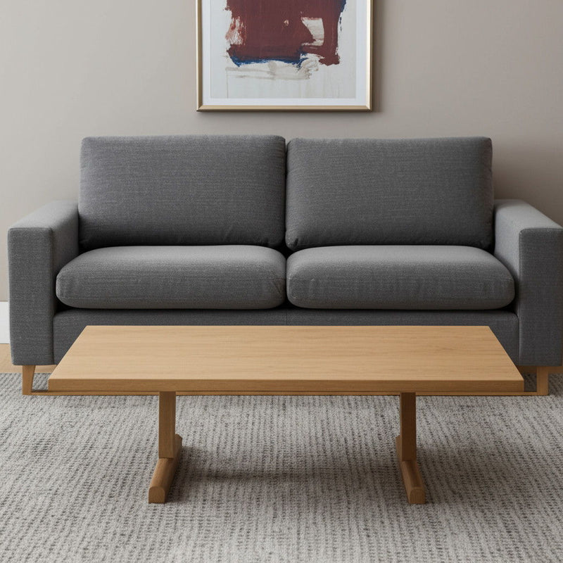 55" Solid Wood Double Pedestal Coffee Table - Natural