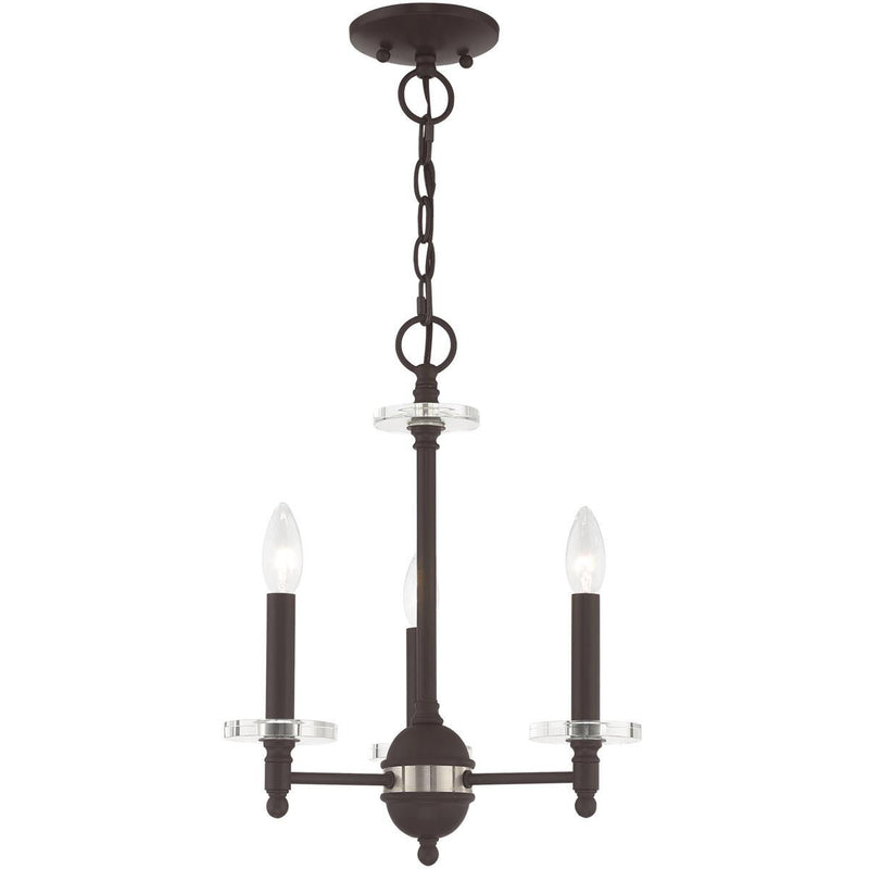 18" Three Light Dimmable Chandelier With Shades - Bronze