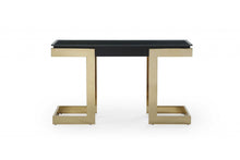 Load image into Gallery viewer, Glass Pedestal Console Table - Black And Gold
