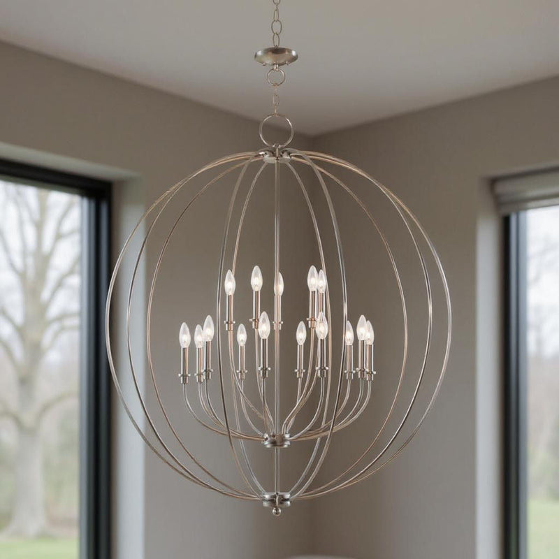 48" Multi Light Dimmable Chandelier With Shades - Nickel