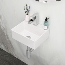 Load image into Gallery viewer, Ceramic Rectangle Wall Mount Bathroom Sink With Single Faucet Hole
