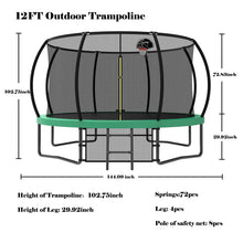 Load image into Gallery viewer, 12&#39; Recreational Kids Trampoline With Safety Enclosure Net &amp; Ladder, Outdoor Recreational Trampolines
