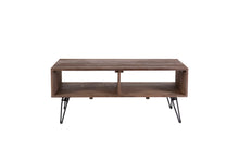 Load image into Gallery viewer, Reclaimed Wood Cocktail Table With Open Storage For Living Room, Metal Legs, Foldable - Black / Natural
