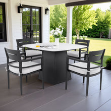 Load image into Gallery viewer, Outdoor Patio Dining Set, Squircle Dining Table, Dining Chairs With Sunbrella Cushions
