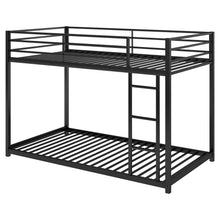 Load image into Gallery viewer, Twin over Twin Metal Bunk Bed, Low Bunk Bed with Ladder, Black(OLD SKU:WF282465AAB)
