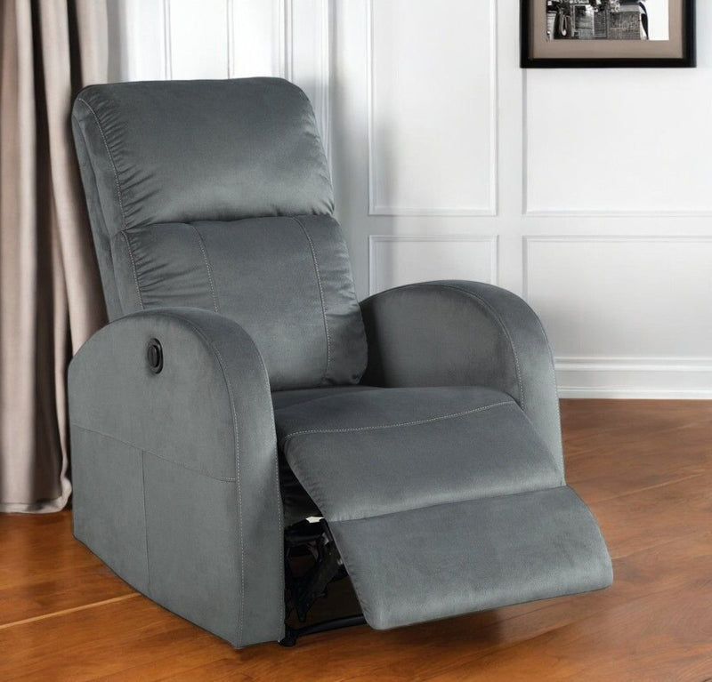Velvet Power Club Recliner - Gray