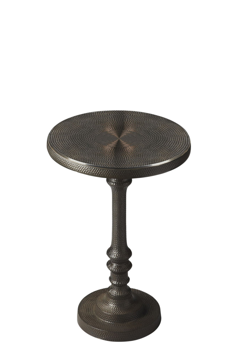 24" Transitional Metal Round Pedestal End Table - Bronze
