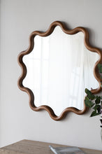 Load image into Gallery viewer, Wooden Accent Mirror With Unique Frame, Wall Mirror For Living Room Bedroom Entryway - Brown

