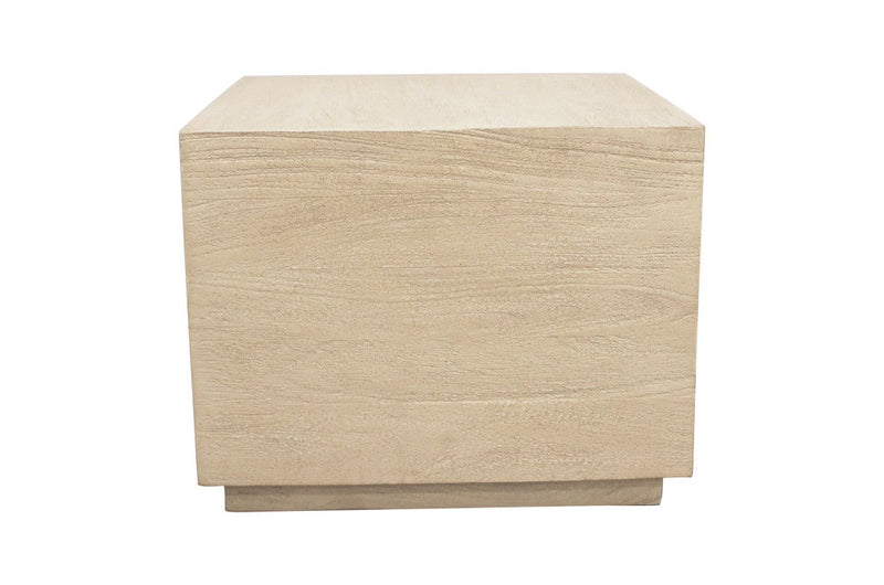 16" Distressed Solid Wood Square Block End Table - Natural