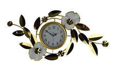 Load image into Gallery viewer, Silent Analog Floral Novelty Wall Clock (626359) - Gold / White
