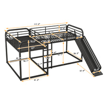 Load image into Gallery viewer, Full and Twin Size L-Shaped Bunk Bed with Slide and Short Ladder, Black
