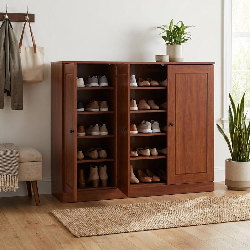 Solid Woodshoe Storage Cabinet (755962) - Coffee