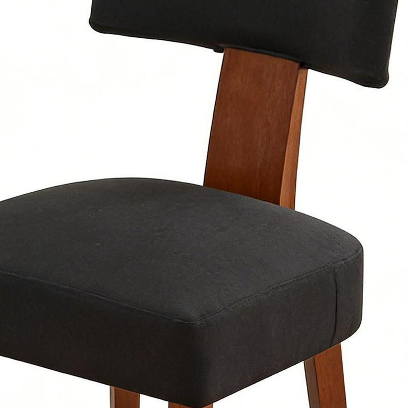 Linen Solid Wood Dining Side Chairs (Set of 2) - Black / Brown