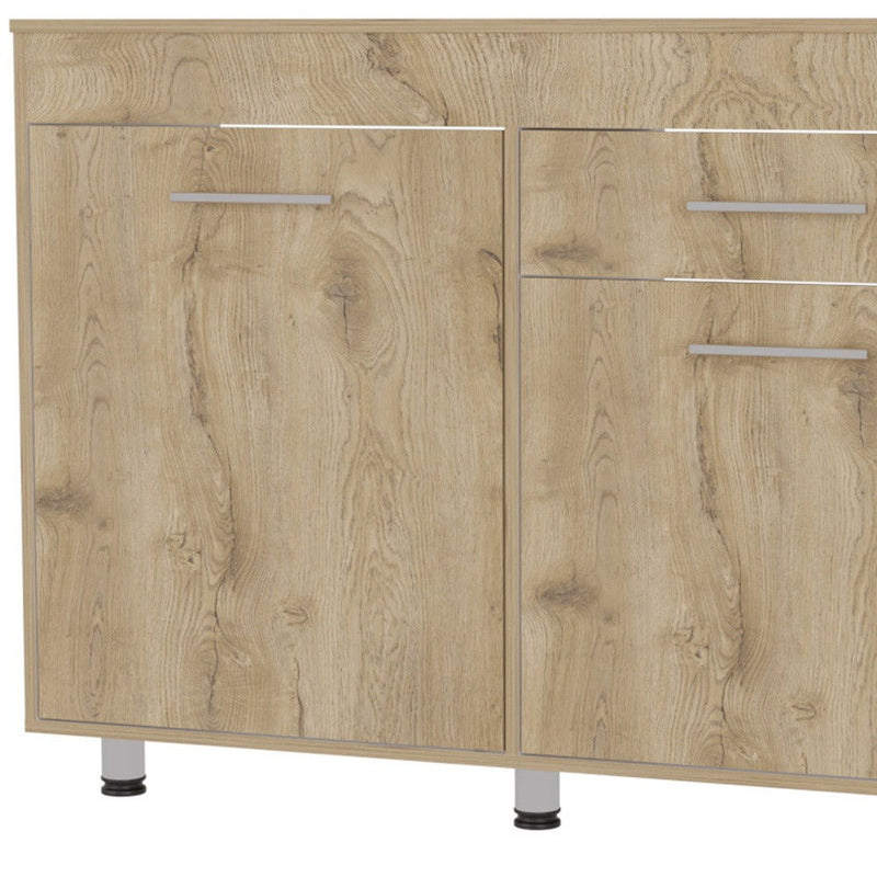 Console Accent Cabinet With Three Shelves And One Drawer - Natural
