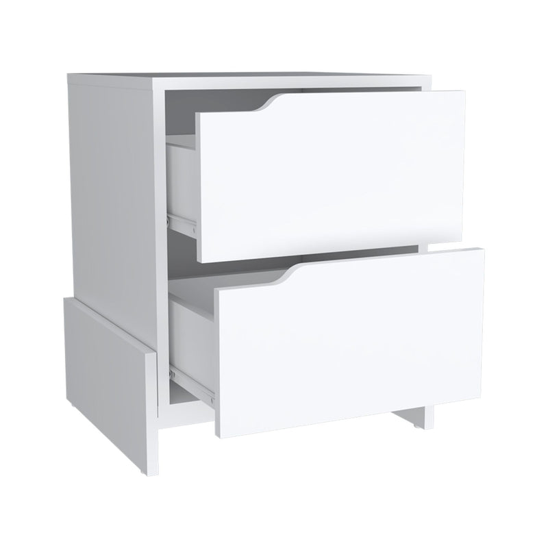 Wood Two Drawer Nightstand (734192) - White