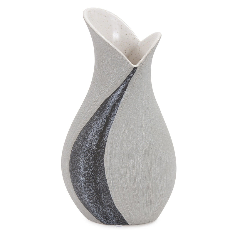Tulip Table Vase With Sequins - Gray / Off White