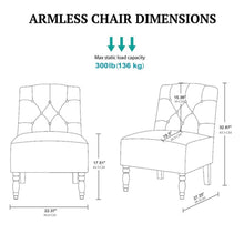 Load image into Gallery viewer, Vintage Tufted Armless Chair With Button Tufting - Taupe
