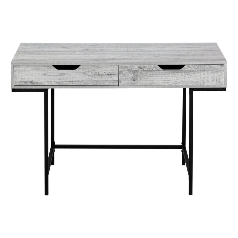 47" Wood And Metal H-Shape Computer Desk With Two Drawers - Gray / Black