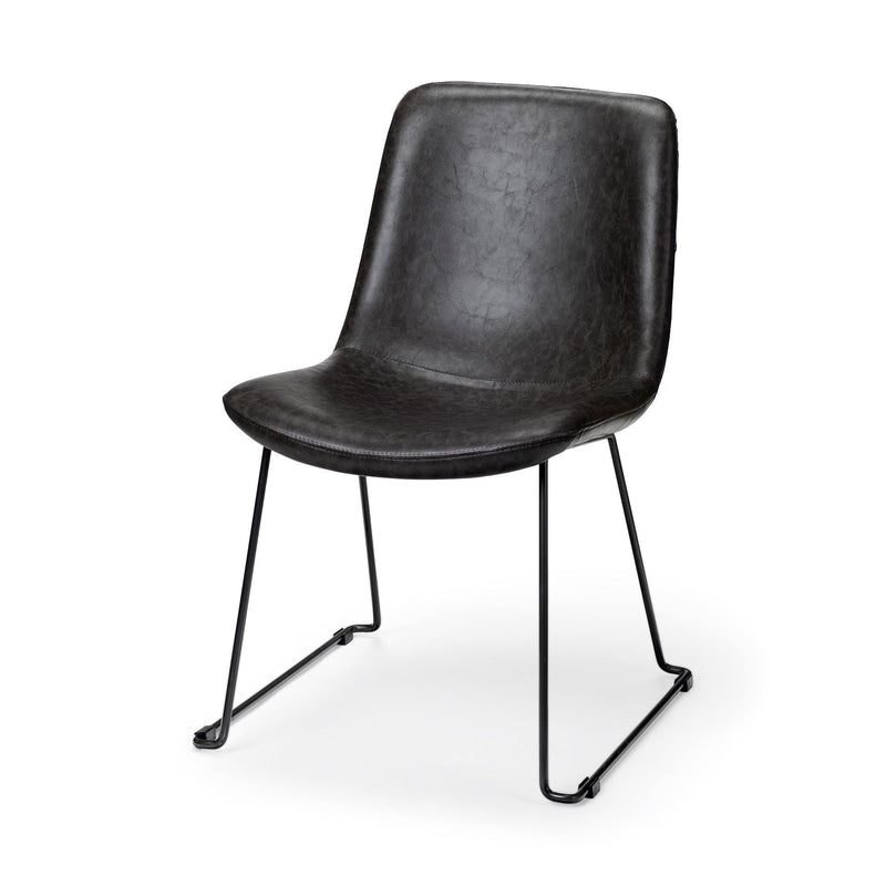 Upholstered Faux leather Side Chairs (Set of 2) - Black