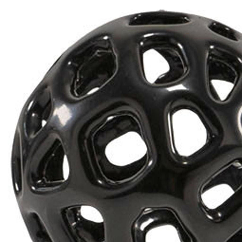 Hand Painted Decorative Orbs (Set of 2) - Black