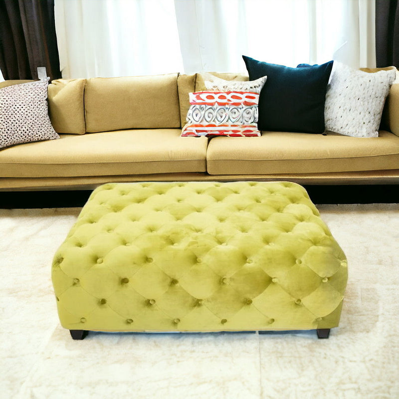 Velvety Modern Square Coffee Table - Green