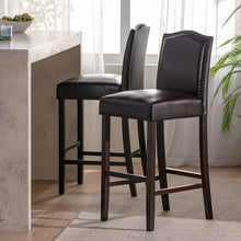 Load image into Gallery viewer, Bar Stools (Set of 2), Upholstered Barstools Armless, Rubber Wood Leg - Brown
