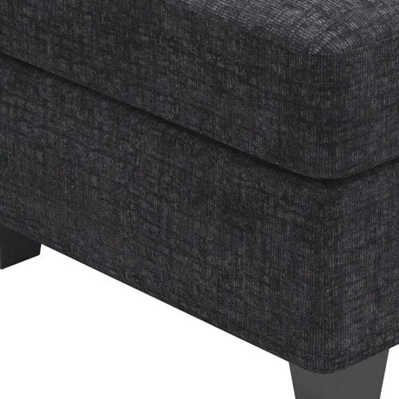 Chenille Storage Ottoman (714355) - Gray / Black