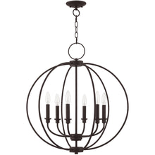 Load image into Gallery viewer, Six Light Dimmable Chandelier With Shades - Bronze

