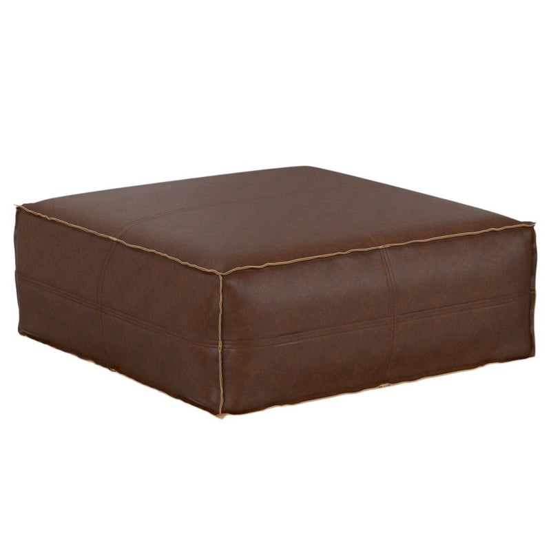 36" Pouf Ottoman Faux Leather - Brown