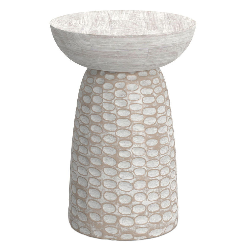 Round End Table - White