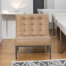 Load image into Gallery viewer, 31" Genuine Leather Tufted Slipper Chair - Cream / Black
