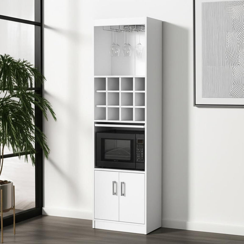 71" Wood Bar Cabinet With Two Doors - White